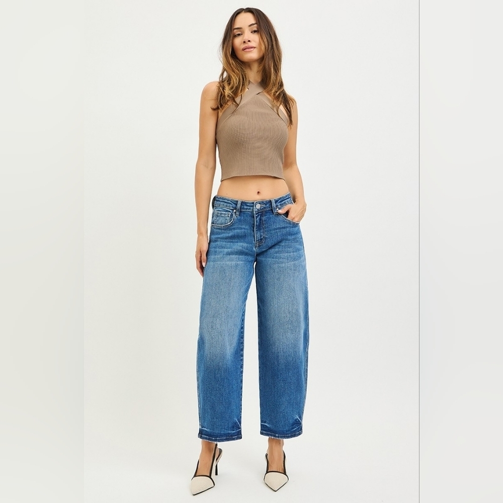 Risen HR Medium Wash Slouchy Barrel Jeans Ankle Stretch Classic Various NEW